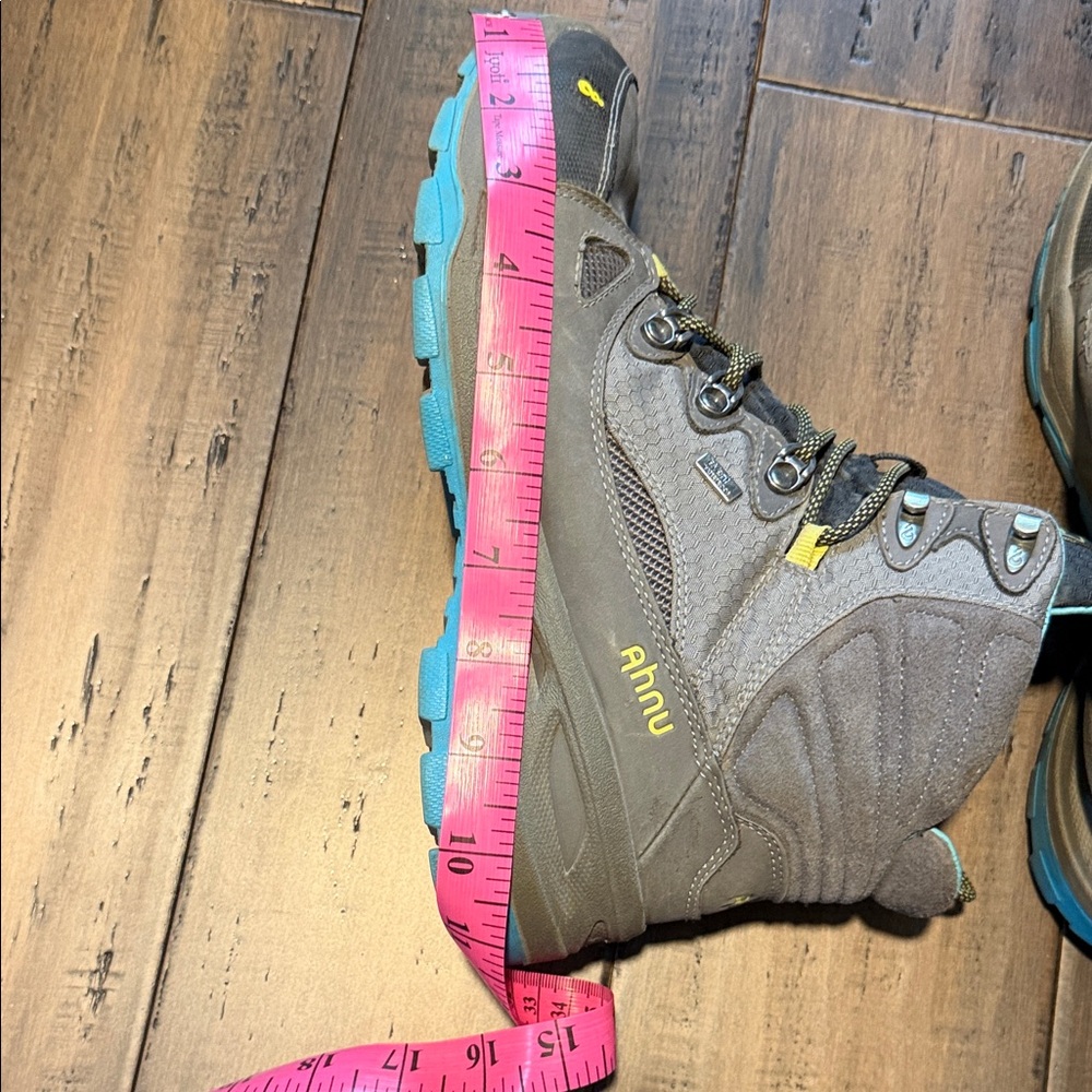 Ahnu Gray Hiking Boots with Teal and Yellow Accents - Picture 5 of 16